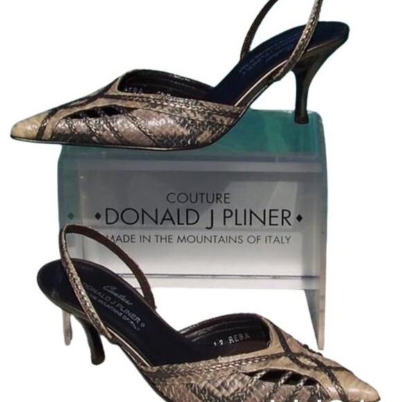 Donald Pliner Hand Painted Cobra Leather Shoe New Pointy Toe Sling Back $265 NWT - Picture 4 of 6